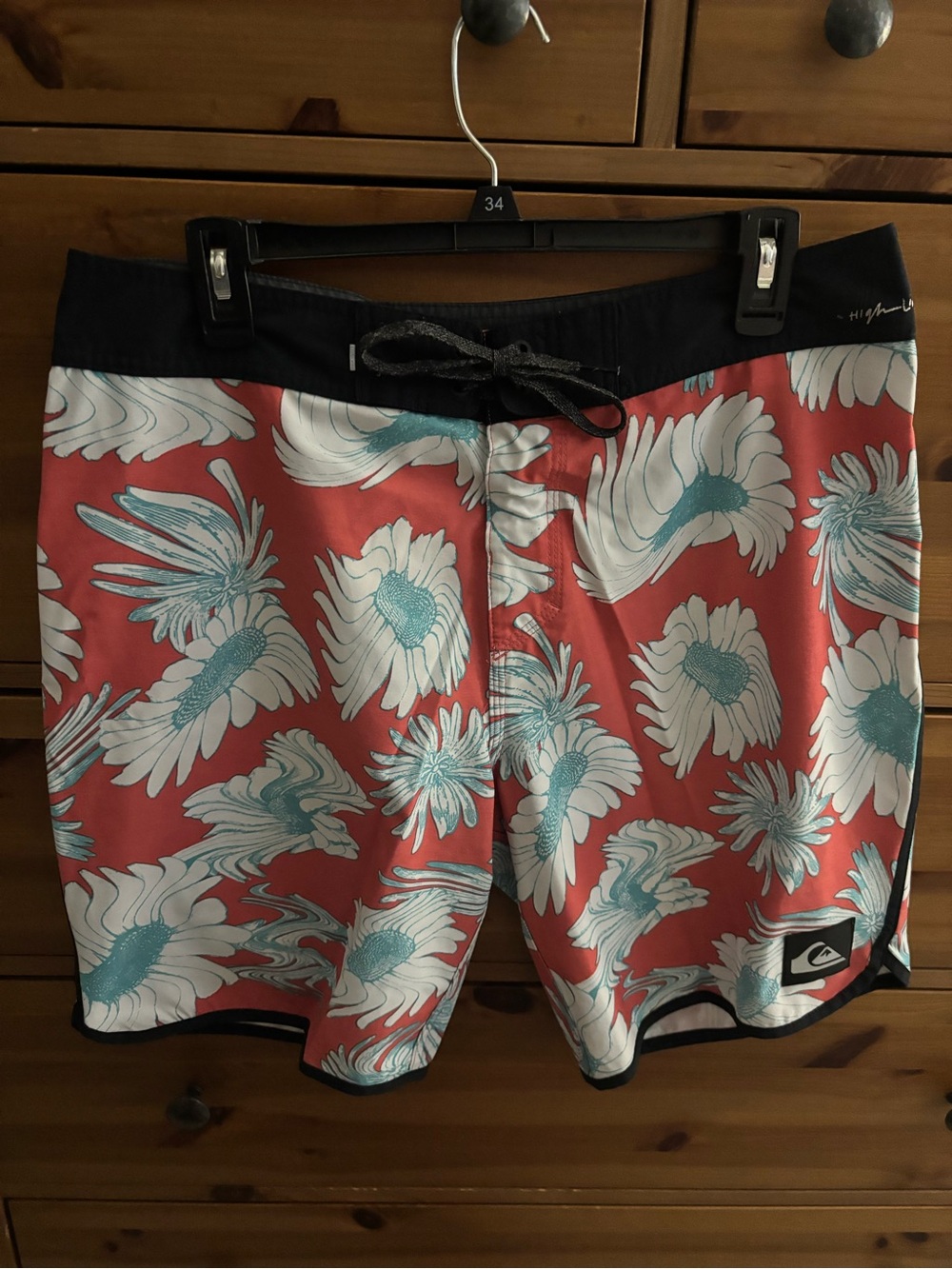 Quiksilver Coral Floral Board Shorts with Teal Accents - Picture 1 of 6